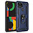 Silikon Hülle Handyhülle und Kunststoff Schutzhülle Hartschalen Tasche mit Magnetisch Fingerring Ständer MQ3 für Google Pixel 5 XL 5G Blau