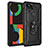 Silikon Hülle Handyhülle und Kunststoff Schutzhülle Hartschalen Tasche mit Magnetisch Fingerring Ständer MQ3 für Google Pixel 5 XL 5G Schwarz