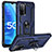 Silikon Hülle Handyhülle und Kunststoff Schutzhülle Hartschalen Tasche mit Magnetisch Fingerring Ständer MQ3 für Oppo A55 5G Blau