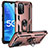 Silikon Hülle Handyhülle und Kunststoff Schutzhülle Hartschalen Tasche mit Magnetisch Fingerring Ständer MQ3 für Oppo A55 5G Rosegold