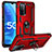 Silikon Hülle Handyhülle und Kunststoff Schutzhülle Hartschalen Tasche mit Magnetisch Fingerring Ständer MQ3 für Oppo A55 5G Rot