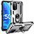 Silikon Hülle Handyhülle und Kunststoff Schutzhülle Hartschalen Tasche mit Magnetisch Fingerring Ständer MQ3 für Oppo A55 5G Silber