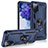 Silikon Hülle Handyhülle und Kunststoff Schutzhülle Hartschalen Tasche mit Magnetisch Fingerring Ständer MQ3 für Samsung Galaxy S20 Lite 5G Blau