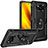 Silikon Hülle Handyhülle und Kunststoff Schutzhülle Hartschalen Tasche mit Magnetisch Fingerring Ständer MQ3 für Xiaomi Poco X3 Pro Schwarz