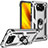Silikon Hülle Handyhülle und Kunststoff Schutzhülle Hartschalen Tasche mit Magnetisch Fingerring Ständer MQ3 für Xiaomi Poco X3 Pro Silber