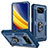 Silikon Hülle Handyhülle und Kunststoff Schutzhülle Hartschalen Tasche mit Magnetisch Fingerring Ständer MQ4 für Xiaomi Poco X3 NFC Blau
