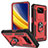 Silikon Hülle Handyhülle und Kunststoff Schutzhülle Hartschalen Tasche mit Magnetisch Fingerring Ständer MQ4 für Xiaomi Poco X3 NFC Rot