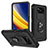 Silikon Hülle Handyhülle und Kunststoff Schutzhülle Hartschalen Tasche mit Magnetisch Fingerring Ständer MQ4 für Xiaomi Poco X3 Pro Schwarz