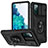 Silikon Hülle Handyhülle und Kunststoff Schutzhülle Hartschalen Tasche mit Magnetisch Fingerring Ständer MQ5 für Samsung Galaxy S20 FE (2022) 5G Schwarz