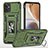 Silikon Hülle Handyhülle und Kunststoff Schutzhülle Hartschalen Tasche mit Magnetisch Fingerring Ständer MQ6 für Motorola Moto G32 Grün