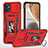 Silikon Hülle Handyhülle und Kunststoff Schutzhülle Hartschalen Tasche mit Magnetisch Fingerring Ständer MQ6 für Motorola Moto G32 Rot