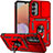 Silikon Hülle Handyhülle und Kunststoff Schutzhülle Hartschalen Tasche mit Magnetisch Fingerring Ständer MQ6 für Samsung Galaxy A14 5G Rot