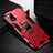 Silikon Hülle Handyhülle und Kunststoff Schutzhülle Hartschalen Tasche mit Magnetisch Fingerring Ständer N01 für Huawei Honor Play4 Pro 5G Rot