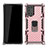 Silikon Hülle Handyhülle und Kunststoff Schutzhülle Hartschalen Tasche mit Magnetisch Fingerring Ständer N03 für Samsung Galaxy Note 20 5G Rosegold