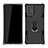 Silikon Hülle Handyhülle und Kunststoff Schutzhülle Hartschalen Tasche mit Magnetisch Fingerring Ständer N03 für Samsung Galaxy Note 20 5G Schwarz