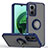 Silikon Hülle Handyhülle und Kunststoff Schutzhülle Hartschalen Tasche mit Magnetisch Fingerring Ständer QW2 für Xiaomi Redmi 11 Prime 5G Blau