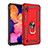 Silikon Hülle Handyhülle und Kunststoff Schutzhülle Hartschalen Tasche mit Magnetisch Fingerring Ständer QW3 für Samsung Galaxy A10 Rot