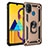 Silikon Hülle Handyhülle und Kunststoff Schutzhülle Hartschalen Tasche mit Magnetisch Fingerring Ständer QW3 für Samsung Galaxy M30s