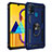 Silikon Hülle Handyhülle und Kunststoff Schutzhülle Hartschalen Tasche mit Magnetisch Fingerring Ständer QW3 für Samsung Galaxy M30s Blau