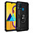 Silikon Hülle Handyhülle und Kunststoff Schutzhülle Hartschalen Tasche mit Magnetisch Fingerring Ständer QW3 für Samsung Galaxy M30s Schwarz