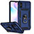 Silikon Hülle Handyhülle und Kunststoff Schutzhülle Hartschalen Tasche mit Magnetisch Fingerring Ständer QW3 für Xiaomi Redmi 9AT Blau