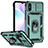 Silikon Hülle Handyhülle und Kunststoff Schutzhülle Hartschalen Tasche mit Magnetisch Fingerring Ständer QW3 für Xiaomi Redmi 9AT Grün