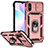 Silikon Hülle Handyhülle und Kunststoff Schutzhülle Hartschalen Tasche mit Magnetisch Fingerring Ständer QW3 für Xiaomi Redmi 9AT Rosegold