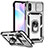 Silikon Hülle Handyhülle und Kunststoff Schutzhülle Hartschalen Tasche mit Magnetisch Fingerring Ständer QW3 für Xiaomi Redmi 9AT Silber
