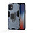 Silikon Hülle Handyhülle und Kunststoff Schutzhülle Hartschalen Tasche mit Magnetisch Fingerring Ständer S01 für Apple iPhone 12 Blau