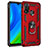 Silikon Hülle Handyhülle und Kunststoff Schutzhülle Hartschalen Tasche mit Magnetisch Fingerring Ständer S01 für Huawei P Smart (2020) Rot