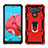 Silikon Hülle Handyhülle und Kunststoff Schutzhülle Hartschalen Tasche mit Magnetisch Fingerring Ständer S01 für LG K51 Rot