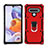 Silikon Hülle Handyhülle und Kunststoff Schutzhülle Hartschalen Tasche mit Magnetisch Fingerring Ständer S01 für LG Stylo 6 Rot