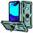Silikon Hülle Handyhülle und Kunststoff Schutzhülle Hartschalen Tasche mit Magnetisch Fingerring Ständer S01 für Motorola Moto E40 Grün