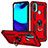 Silikon Hülle Handyhülle und Kunststoff Schutzhülle Hartschalen Tasche mit Magnetisch Fingerring Ständer S01 für Motorola Moto E40 Rot