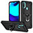 Silikon Hülle Handyhülle und Kunststoff Schutzhülle Hartschalen Tasche mit Magnetisch Fingerring Ständer S01 für Motorola Moto E40 Schwarz