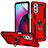 Silikon Hülle Handyhülle und Kunststoff Schutzhülle Hartschalen Tasche mit Magnetisch Fingerring Ständer S01 für Motorola Moto G Stylus (2022) 4G Rot