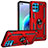 Silikon Hülle Handyhülle und Kunststoff Schutzhülle Hartschalen Tasche mit Magnetisch Fingerring Ständer S01 für Motorola Moto G100 5G Rot