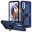 Silikon Hülle Handyhülle und Kunststoff Schutzhülle Hartschalen Tasche mit Magnetisch Fingerring Ständer S01 für Motorola Moto G31 Blau