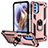 Silikon Hülle Handyhülle und Kunststoff Schutzhülle Hartschalen Tasche mit Magnetisch Fingerring Ständer S01 für Motorola Moto G31 Rosegold