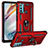 Silikon Hülle Handyhülle und Kunststoff Schutzhülle Hartschalen Tasche mit Magnetisch Fingerring Ständer S01 für Motorola Moto G40 Fusion Rot