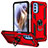 Silikon Hülle Handyhülle und Kunststoff Schutzhülle Hartschalen Tasche mit Magnetisch Fingerring Ständer S01 für Motorola Moto G41 Rot