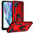 Silikon Hülle Handyhülle und Kunststoff Schutzhülle Hartschalen Tasche mit Magnetisch Fingerring Ständer S01 für Motorola Moto G50 5G Rot