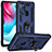 Silikon Hülle Handyhülle und Kunststoff Schutzhülle Hartschalen Tasche mit Magnetisch Fingerring Ständer S01 für Motorola Moto G60s Blau