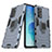 Silikon Hülle Handyhülle und Kunststoff Schutzhülle Hartschalen Tasche mit Magnetisch Fingerring Ständer S01 für Oppo Reno6 Pro 5G India