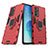 Silikon Hülle Handyhülle und Kunststoff Schutzhülle Hartschalen Tasche mit Magnetisch Fingerring Ständer S01 für Oppo Reno6 Pro 5G India Rot