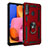 Silikon Hülle Handyhülle und Kunststoff Schutzhülle Hartschalen Tasche mit Magnetisch Fingerring Ständer S01 für Samsung Galaxy A20s Rot