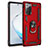 Silikon Hülle Handyhülle und Kunststoff Schutzhülle Hartschalen Tasche mit Magnetisch Fingerring Ständer S01 für Samsung Galaxy Note 20 5G Rot