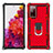 Silikon Hülle Handyhülle und Kunststoff Schutzhülle Hartschalen Tasche mit Magnetisch Fingerring Ständer S01 für Samsung Galaxy S20 Lite 5G Rot