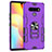 Silikon Hülle Handyhülle und Kunststoff Schutzhülle Hartschalen Tasche mit Magnetisch Fingerring Ständer S02 für LG Stylo 6 Violett