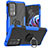 Silikon Hülle Handyhülle und Kunststoff Schutzhülle Hartschalen Tasche mit Magnetisch Fingerring Ständer S02 für Motorola Moto Edge 20 Pro 5G Blau